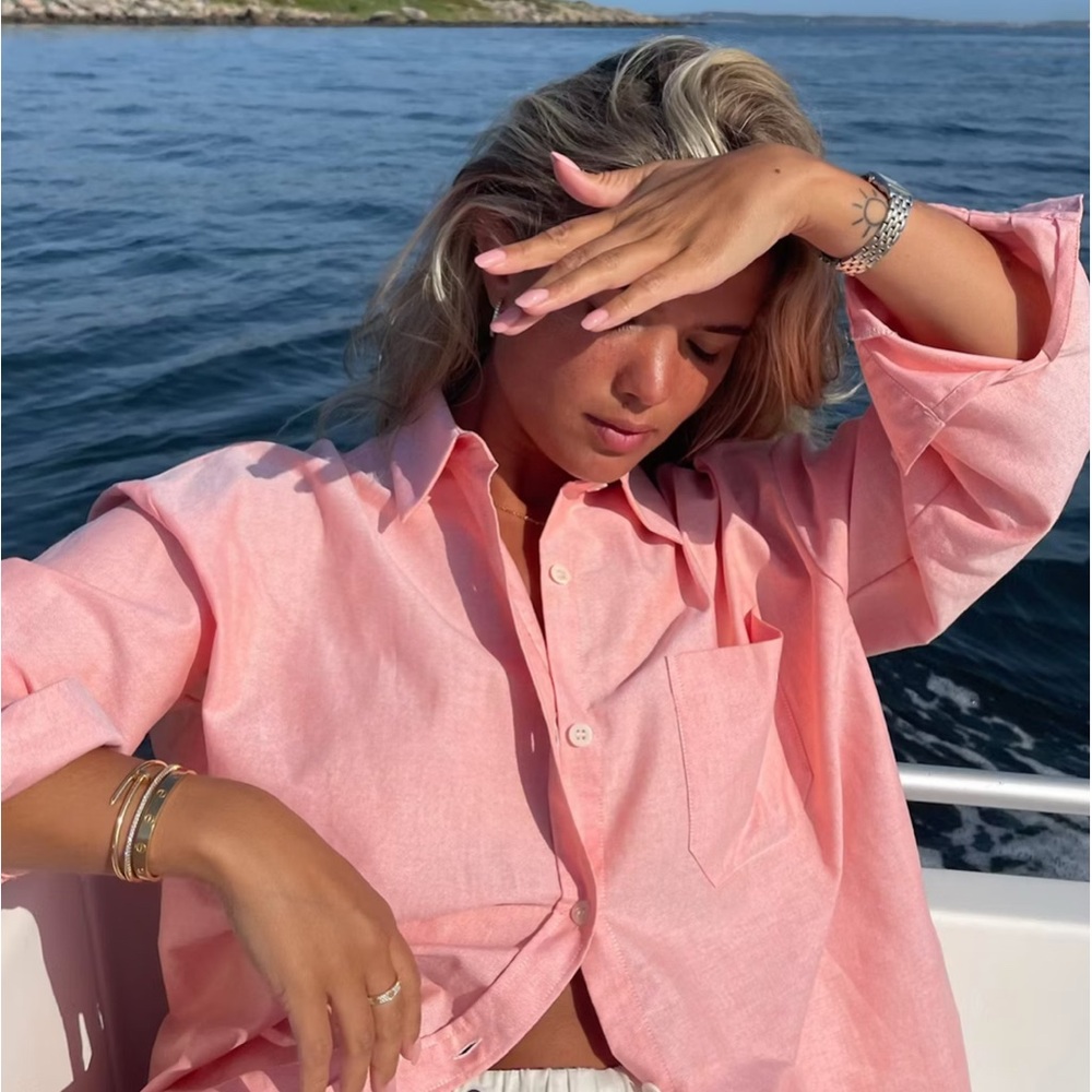 Djerf Avenue Breezy Shirt Apricot